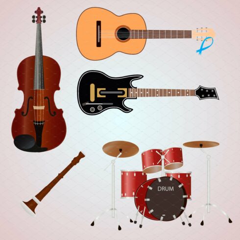set of musical instruments. cover image.