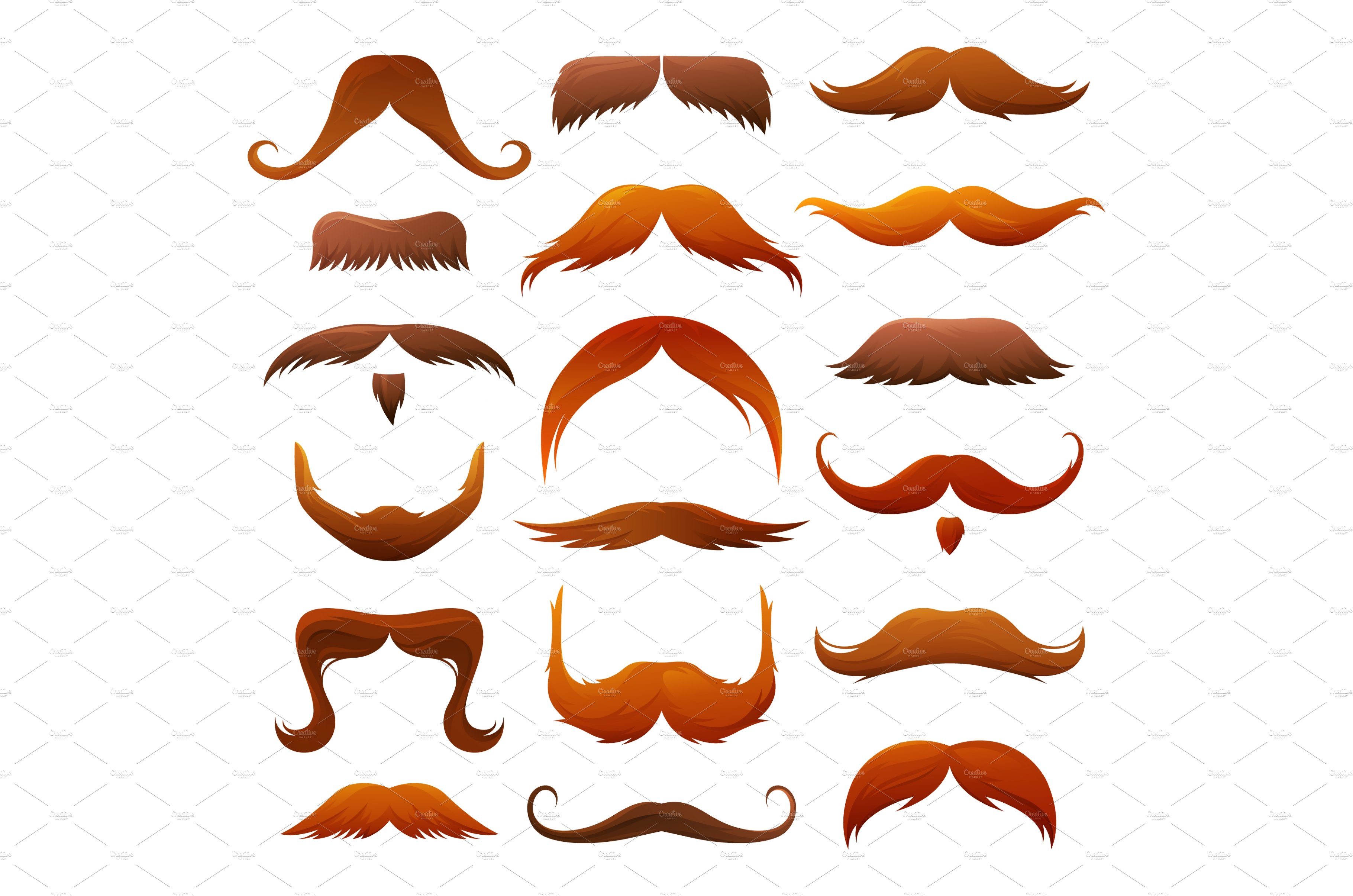Mustache icons, vector set cover image.