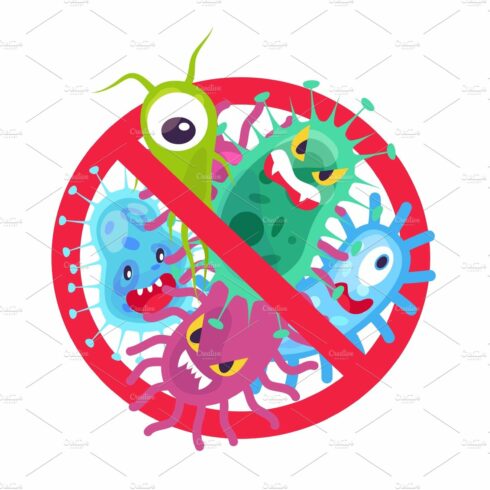 Antibacterial symbol. Virus cover image.