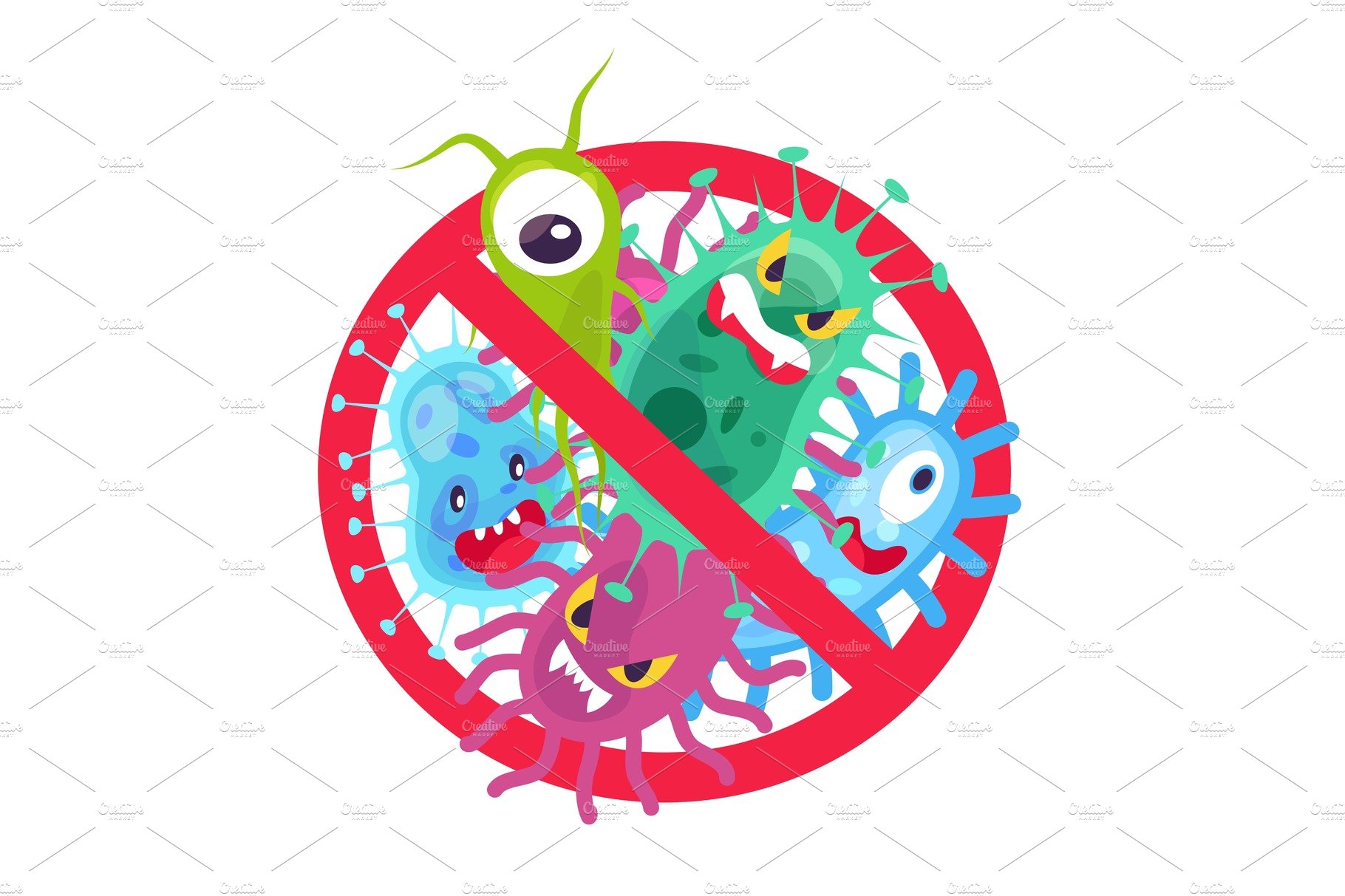 Antibacterial symbol. Virus cover image.