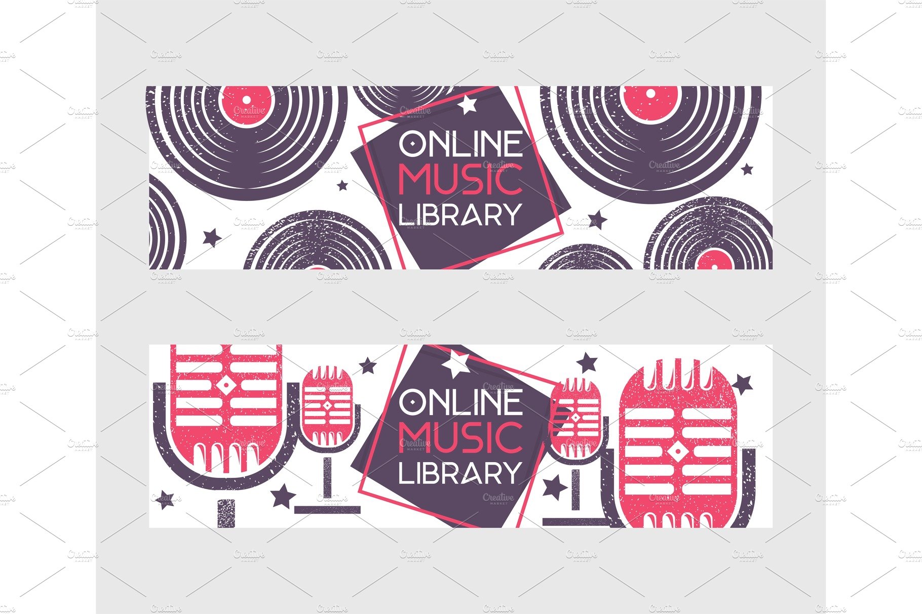 Musical instruments set of banners cover image.