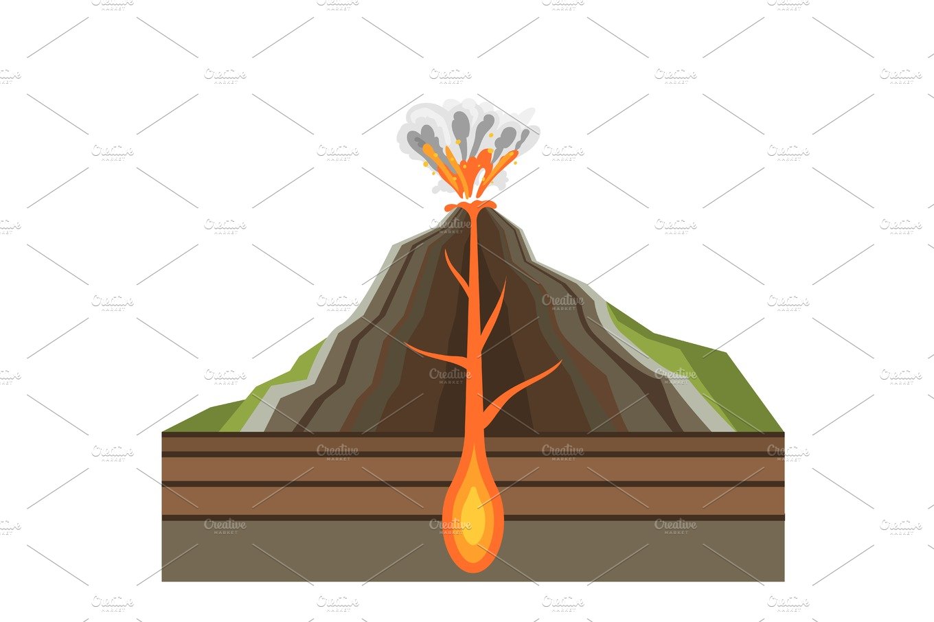 Volcano, Eruption, Lava, Fire, Smoke, Explosion, Drawing, Sketch, png |  PNGWing