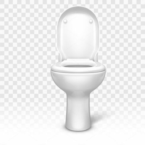 Toilet with seat. White ceramic cover image.