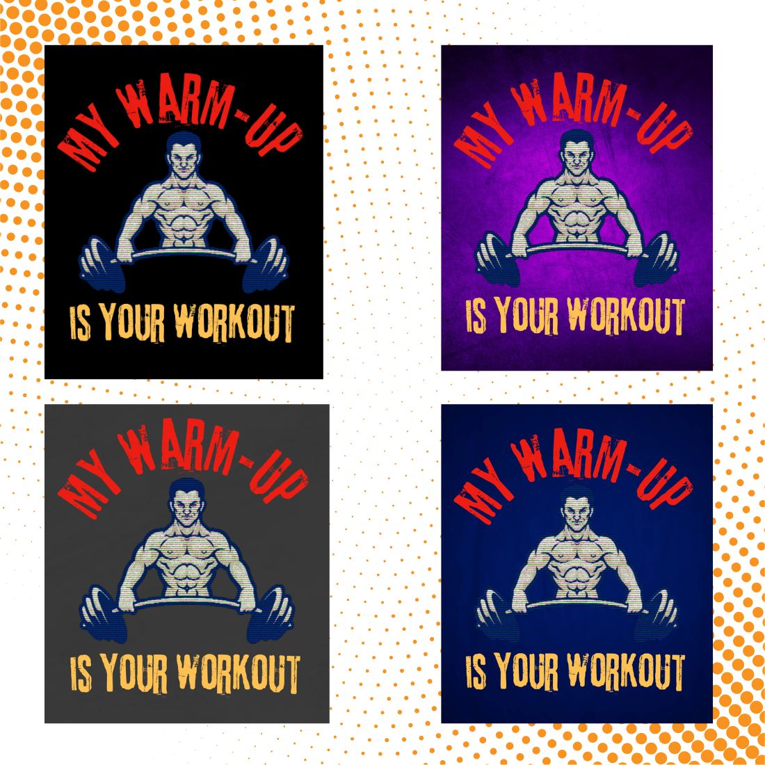 My Warm- Up Is Your Workout Fitness Motivational T-shirt Design cover image.