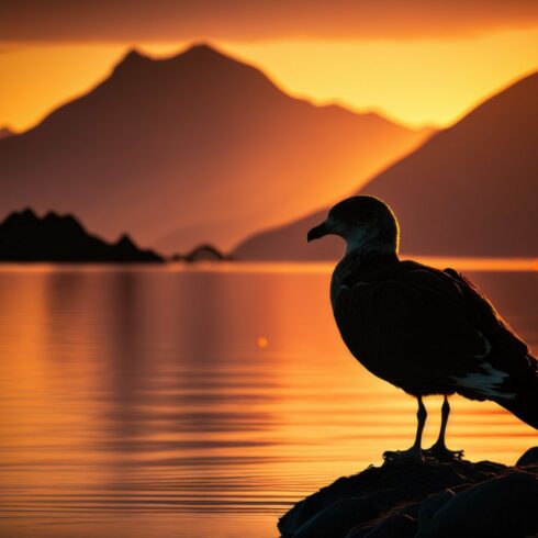 Backlit with a seagull in the foreground and a amazing golden su cover image.