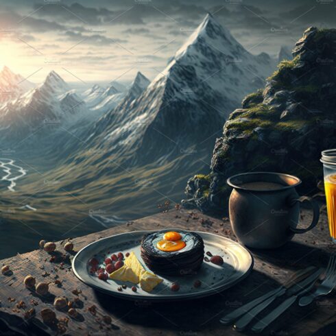 Breakfast at mountain peak cover image.