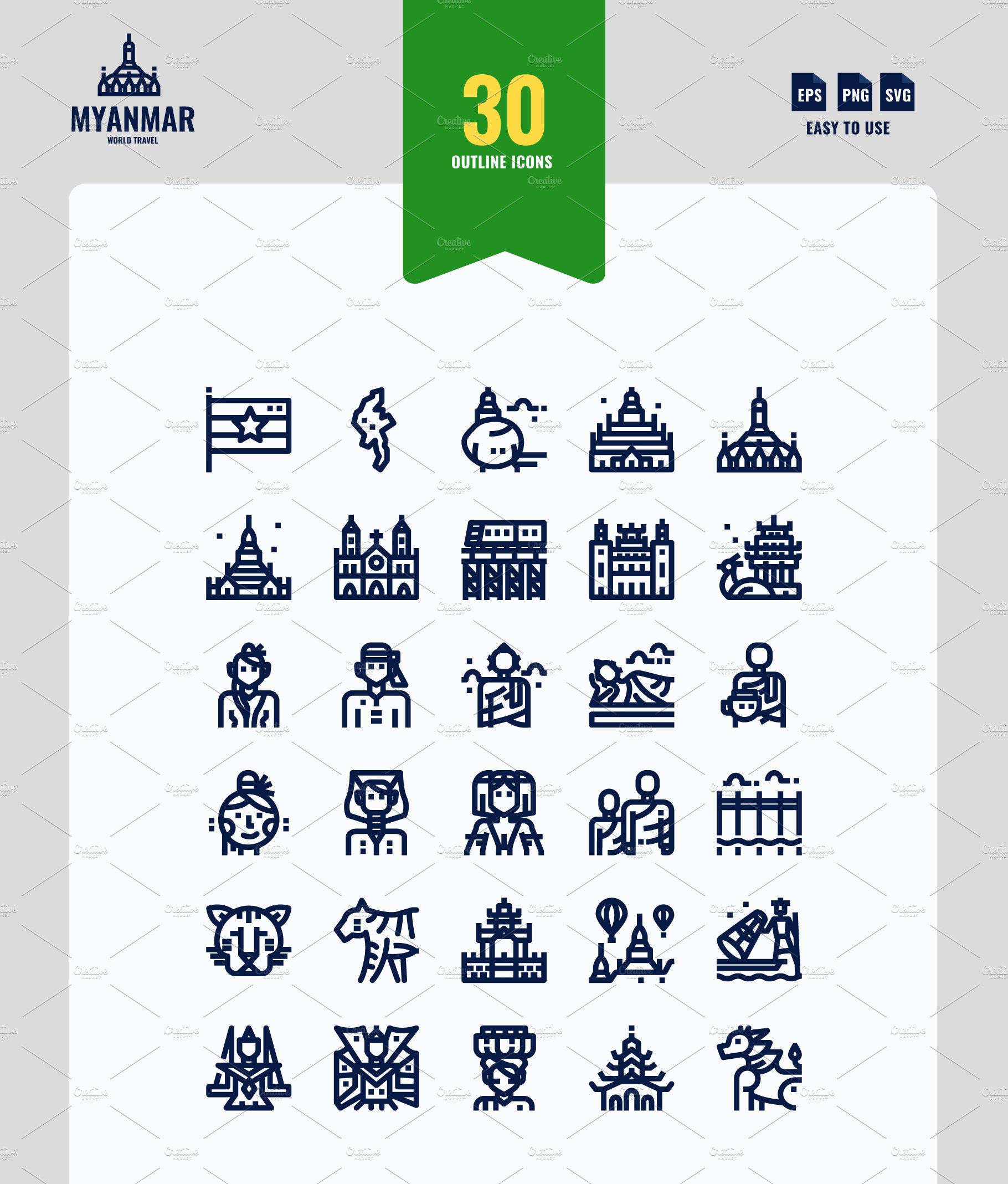 Myanmar 90 Icons preview image.