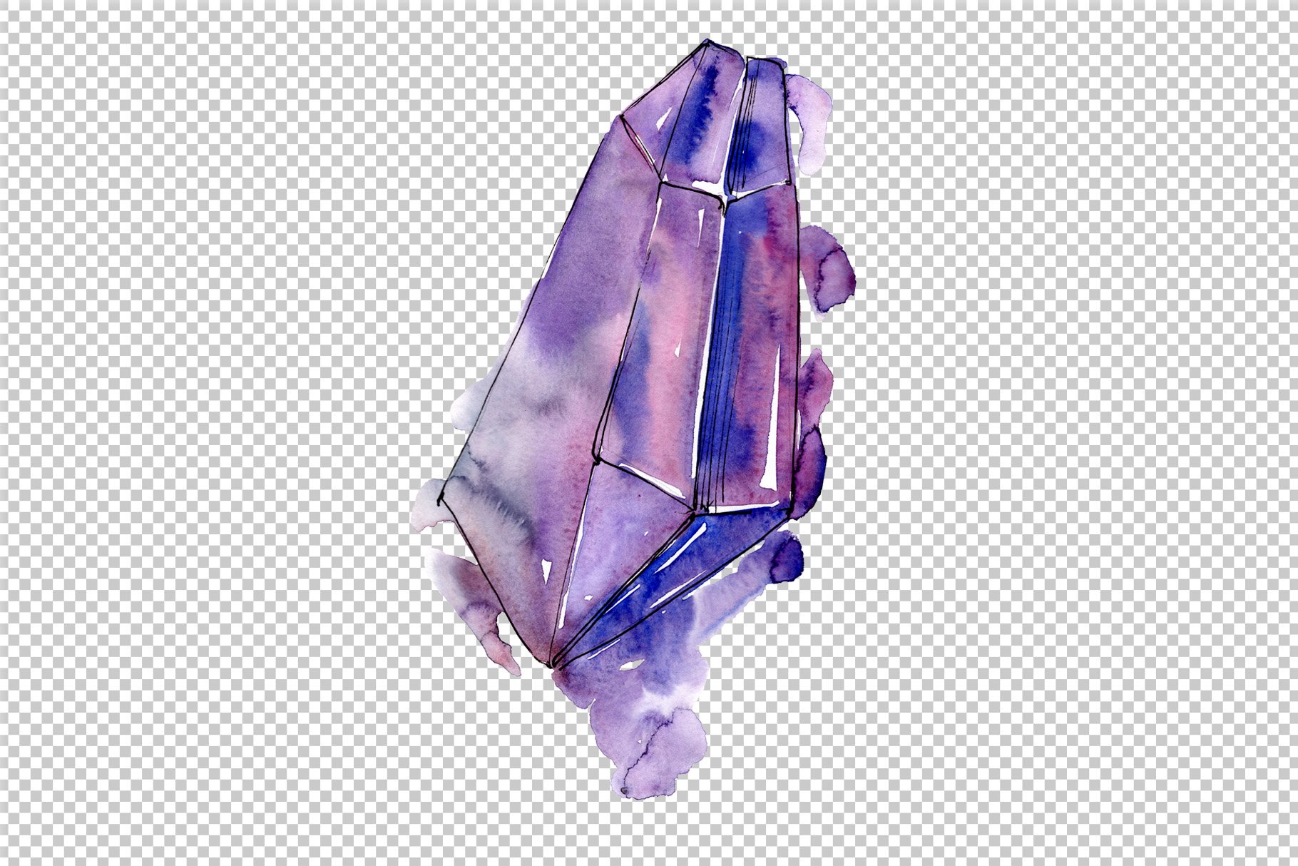 Colorful crystals PNG watercolor set preview image.