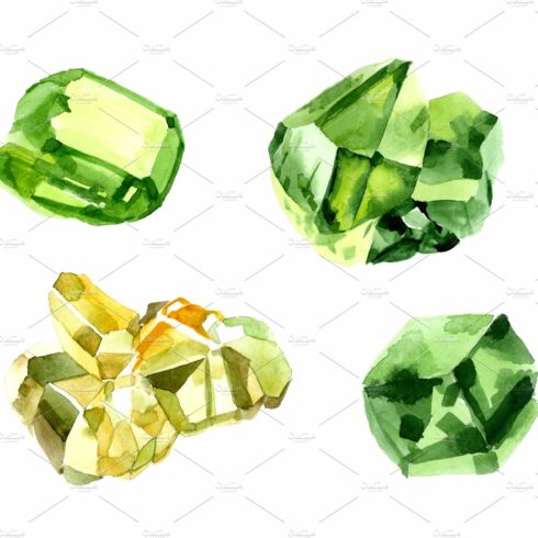 Crystals of color emerald PNG set cover image.