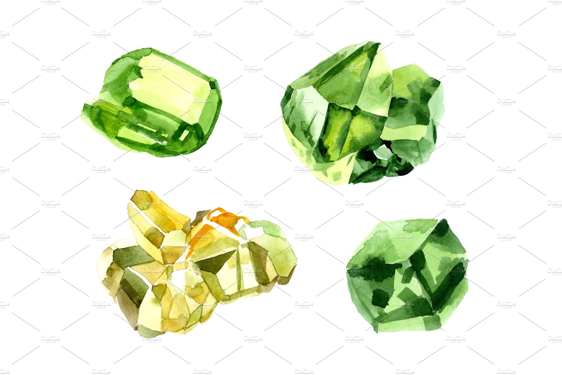Crystals of color emerald PNG set cover image.
