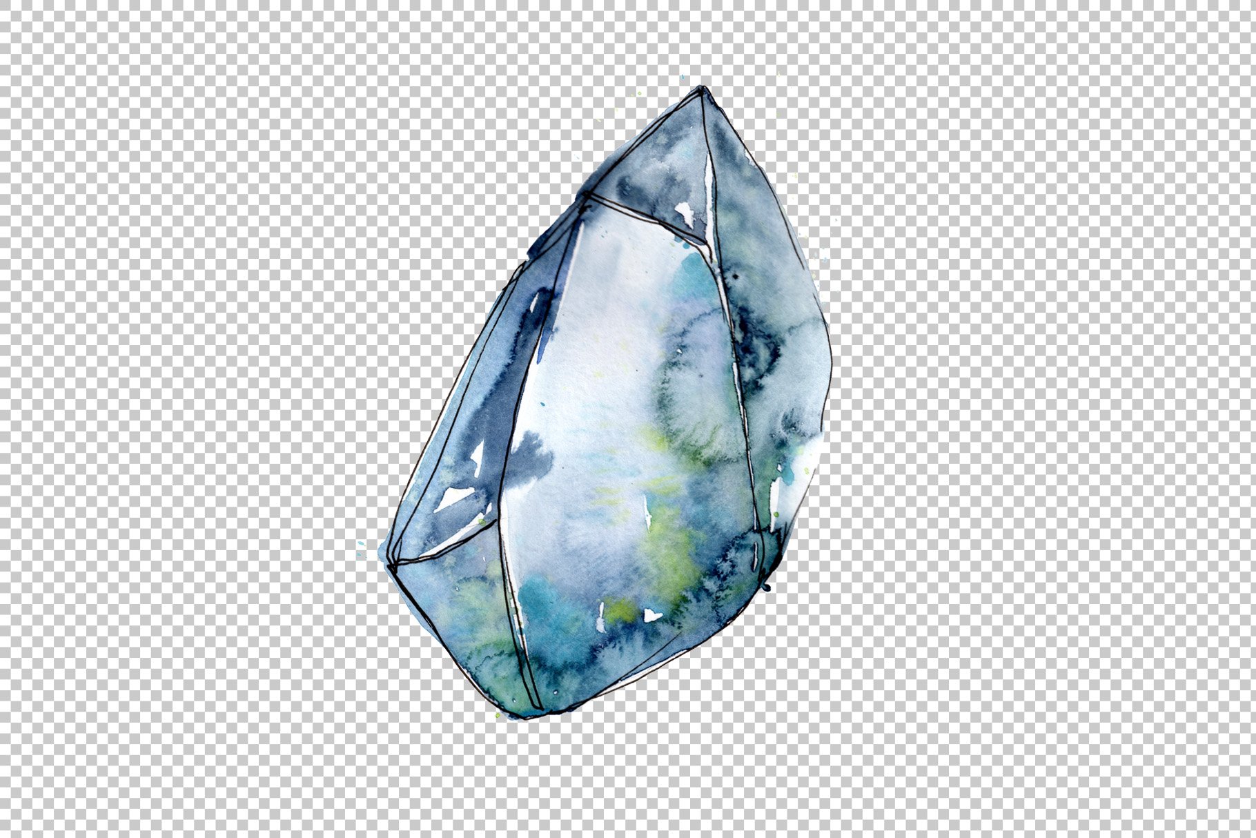 Blue mineral PNG watercolor set preview image.