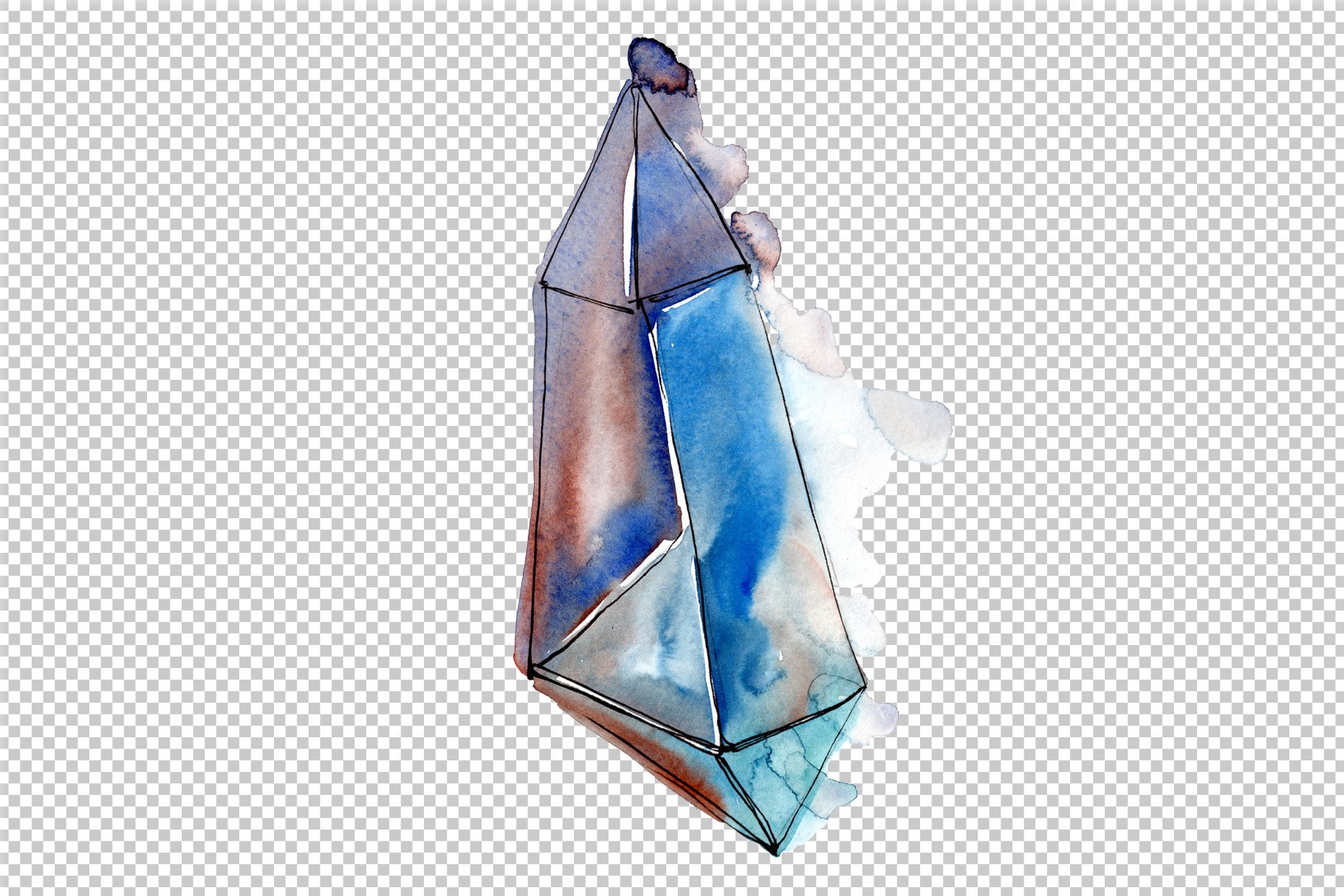 Beautiful crystals PNG watercolor preview image.