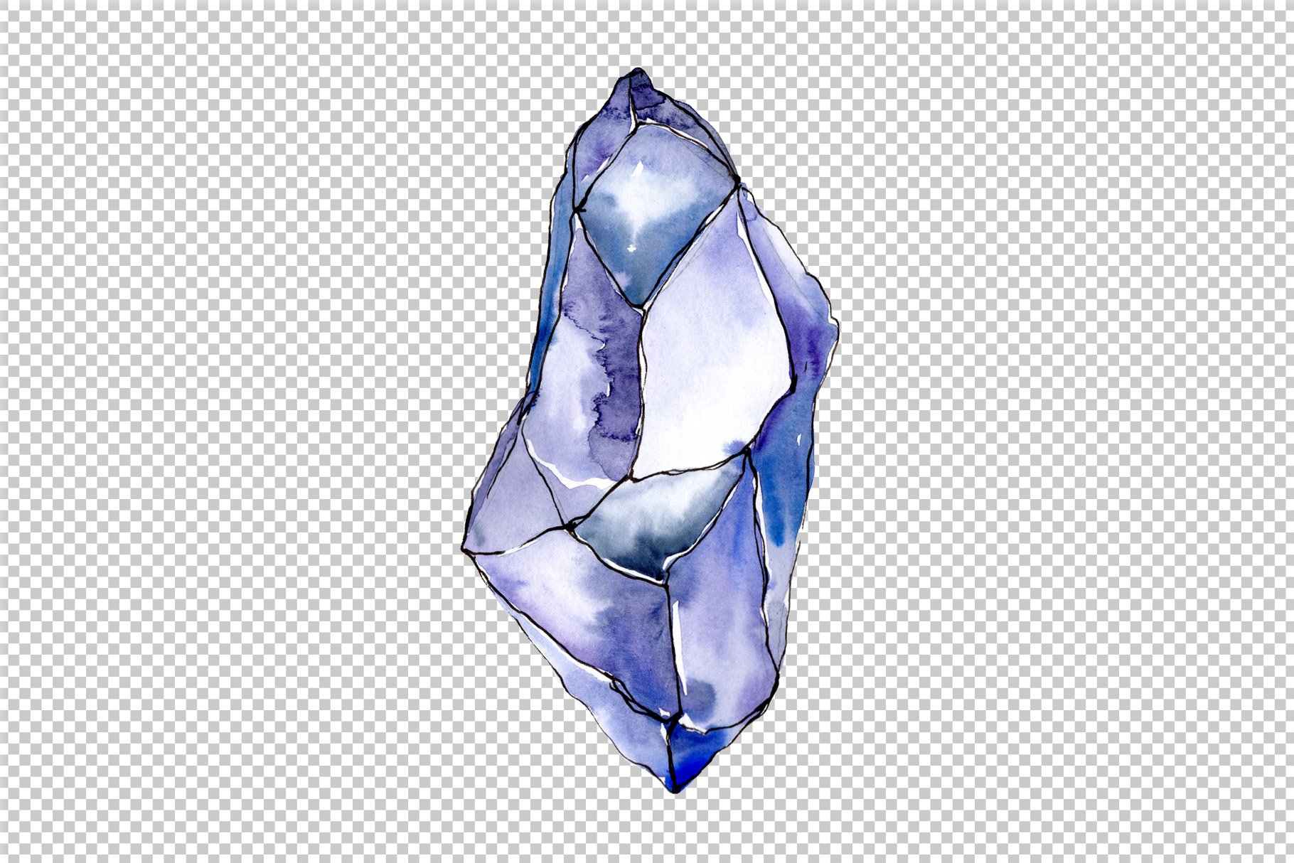 Aquarelle crystals mineral PNG set preview image.