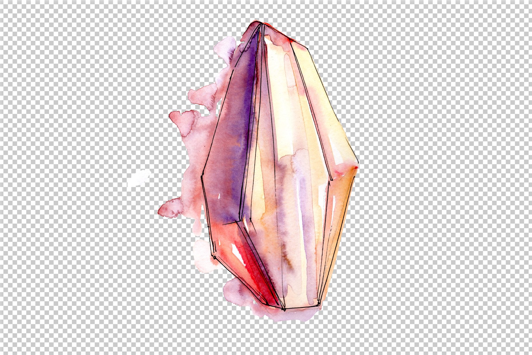 Cool crystals PNG watercolor set preview image.