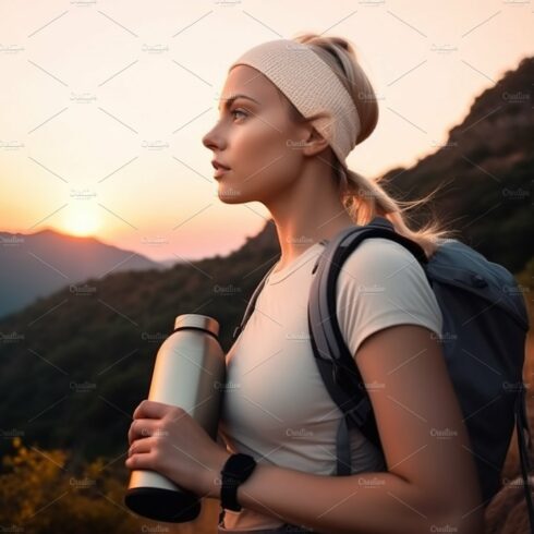 Hiker in mountain at sunset cover image.