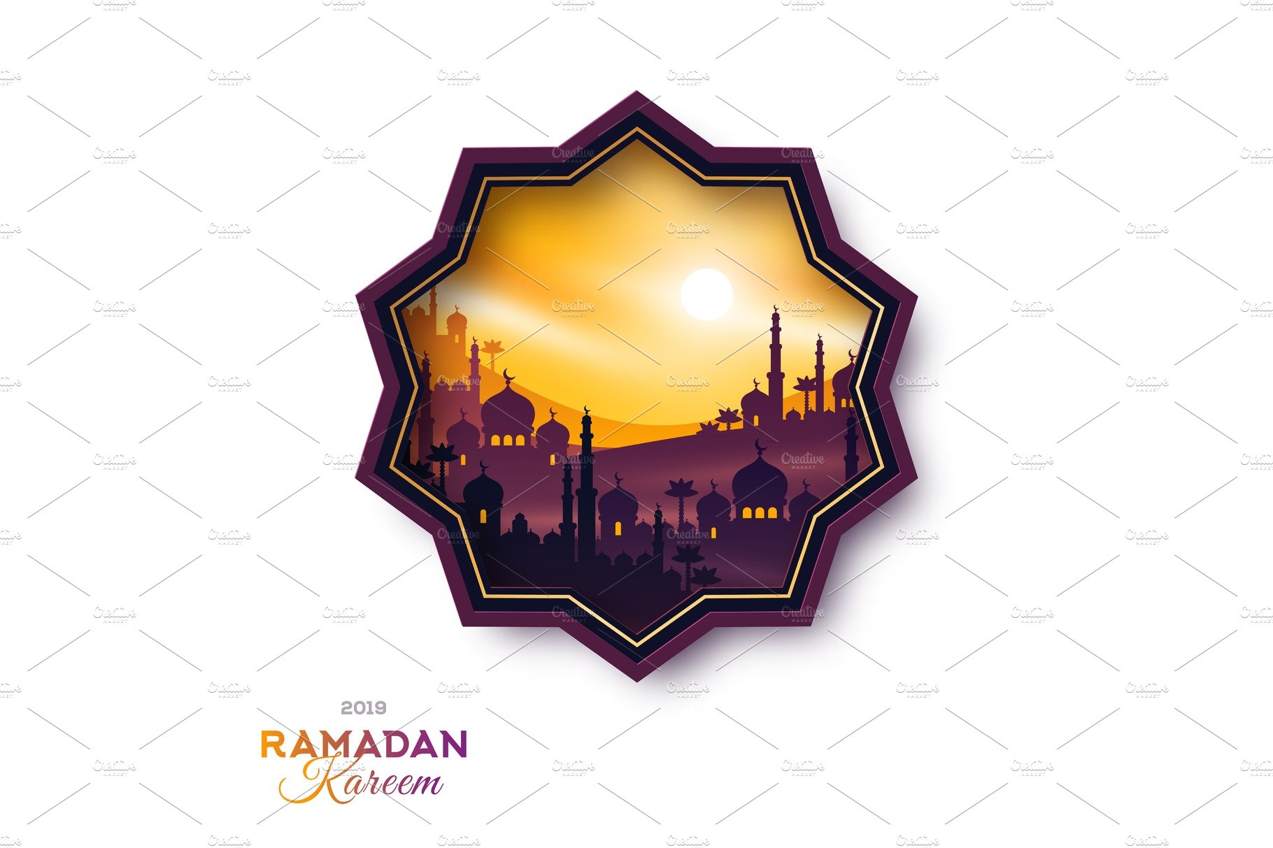 Arabian city at sunset emblem cover image.