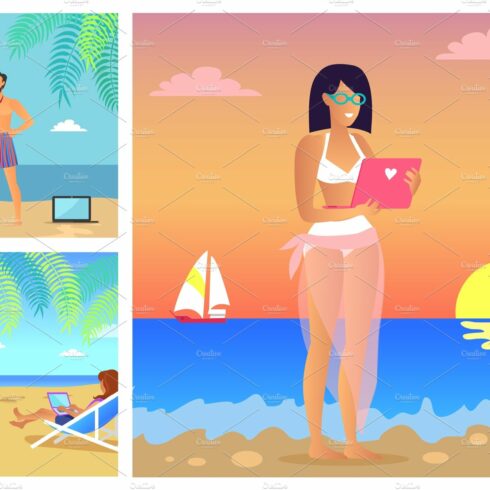 Set of Summer Time Banners Vector Illustration cover image.