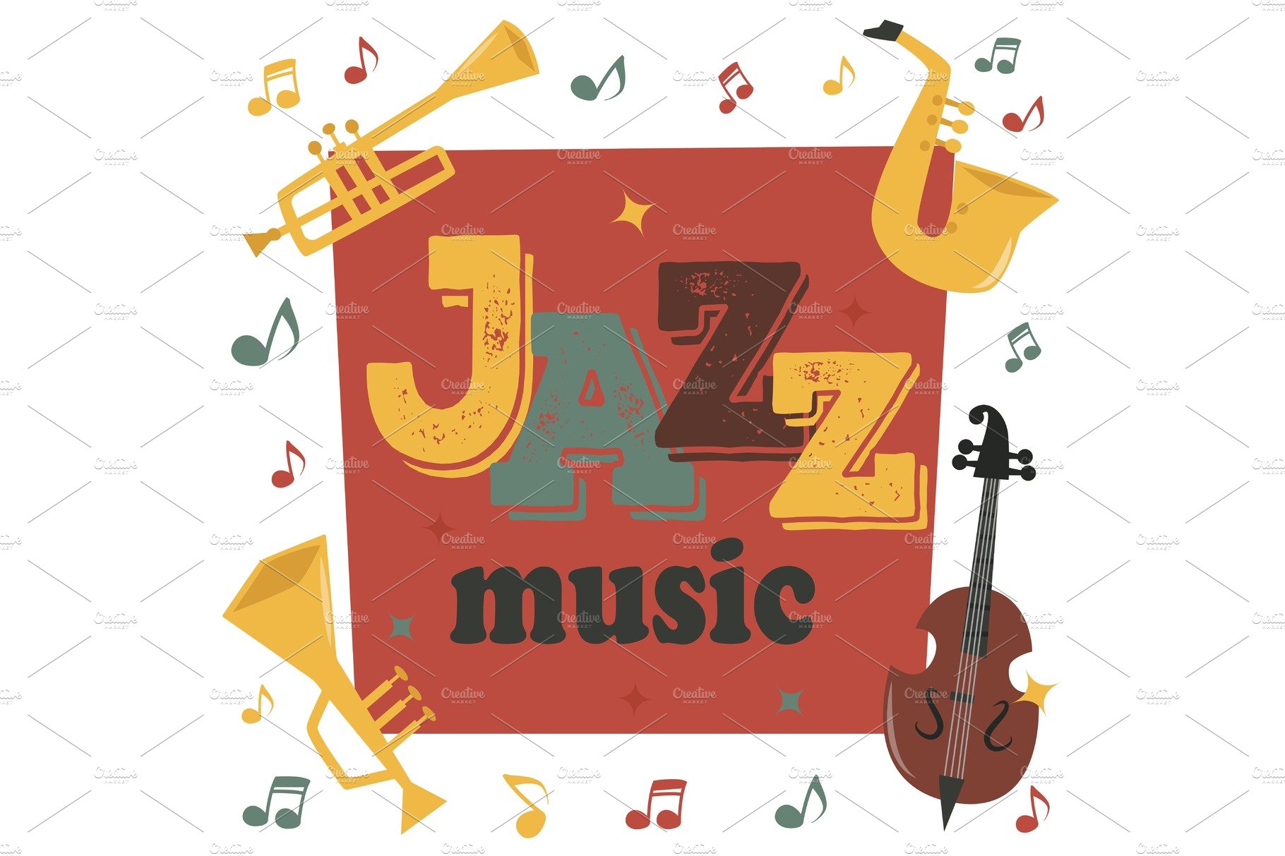 Jazz musical instruments tools background jazzband piano saxophone music so... cover image.