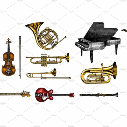 Jazz Musical instruments. Hand cover image.