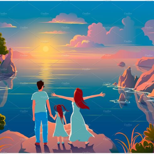 Family stand on the edge of a cliff cover image.