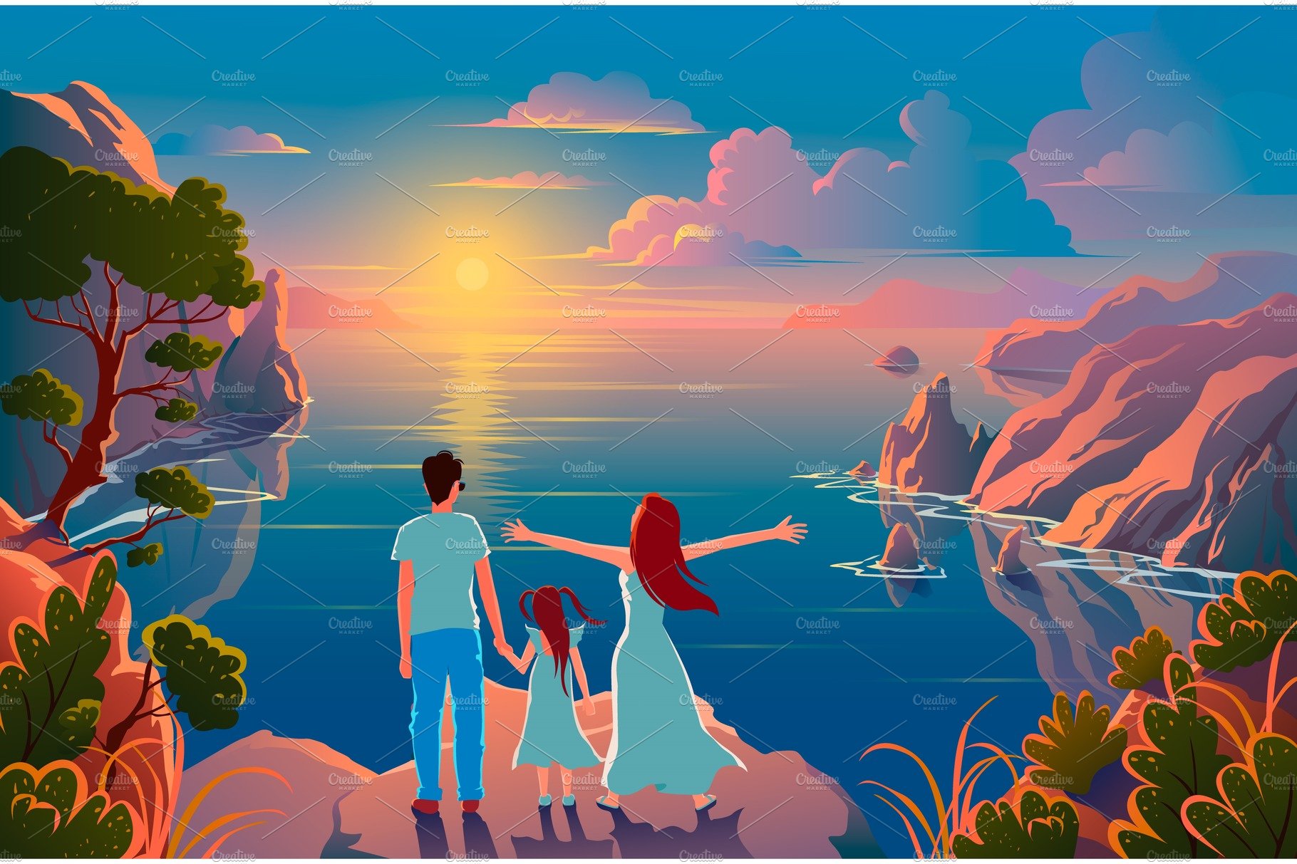 Family stand on the edge of a cliff cover image.