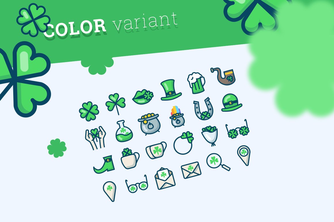 St. Patrick's Day icons (24 + 24) preview image.