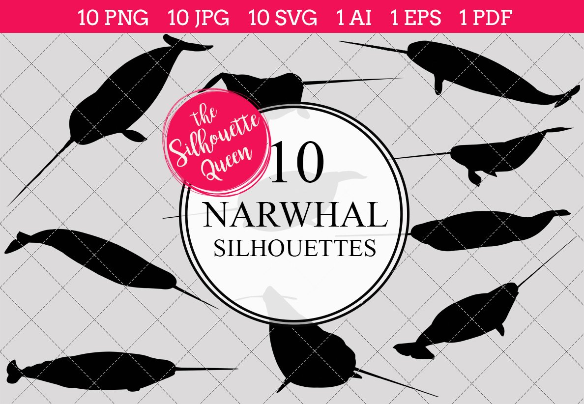 Narwhal Silhouette Vector Graphics cover image.