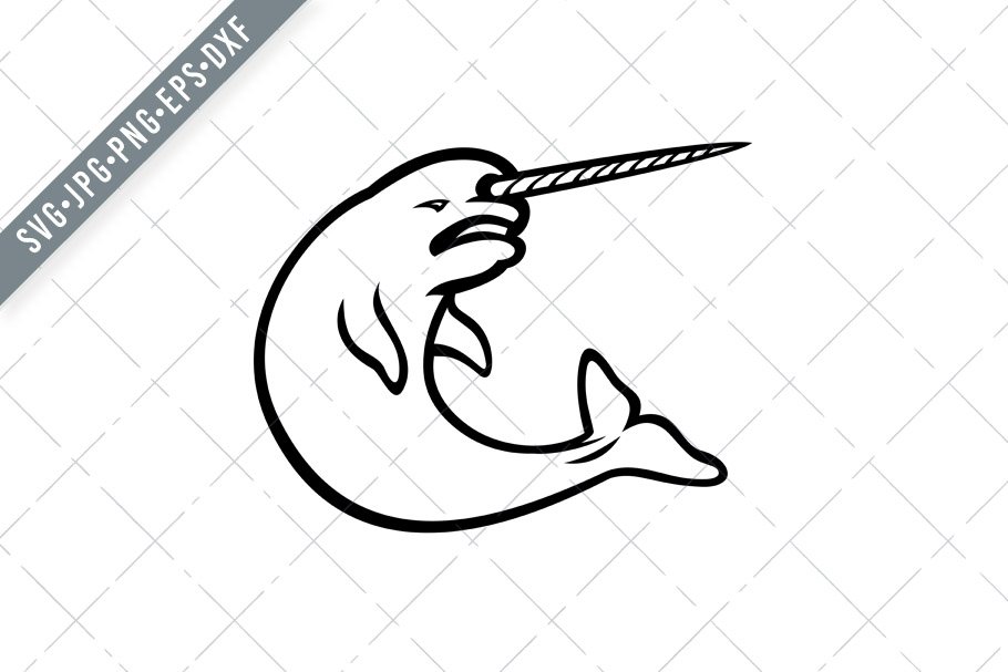 Angry Narwhal Jumping Mascot SVG cover image.