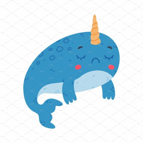 Cute sleeping baby narwhal. Lovely cover image.