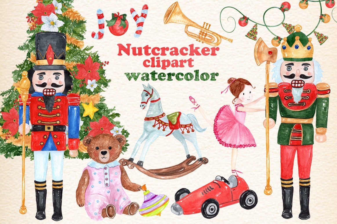 Christmas Nutcracker kids clipart cover image.