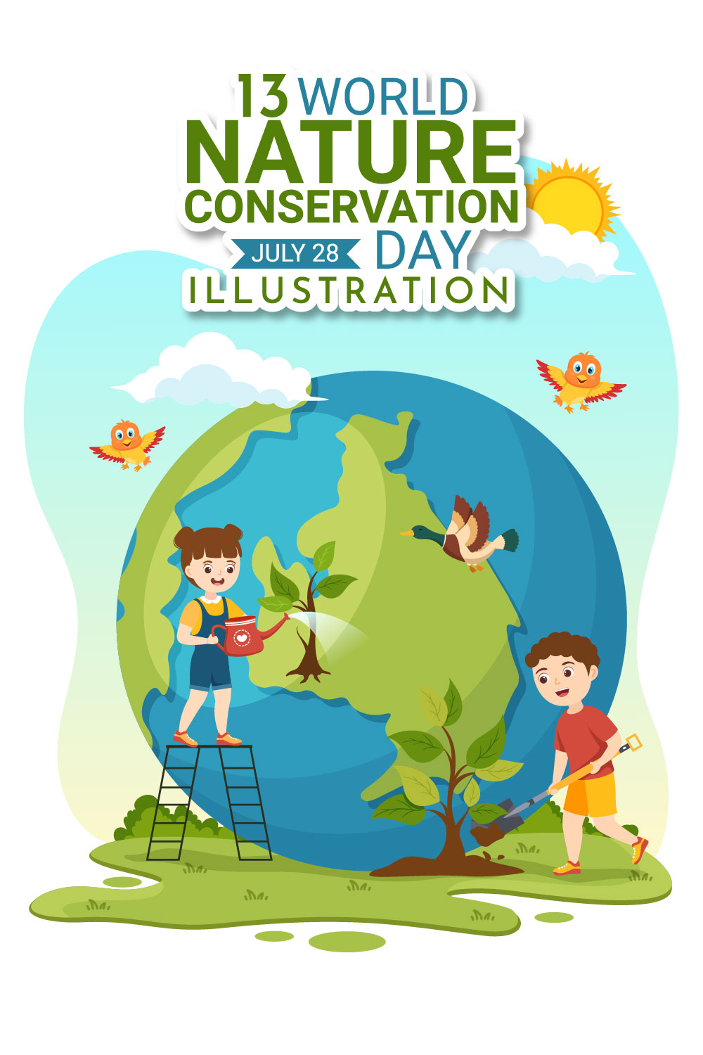 13 World Nature Conservation Day Illustration pinterest preview image.