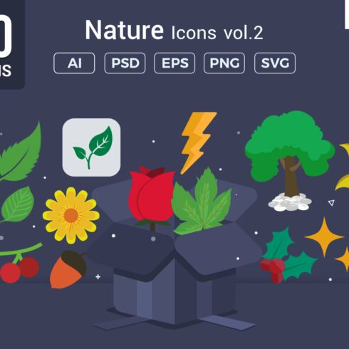 Flat Vector Icons Nature Pack V2 cover image.