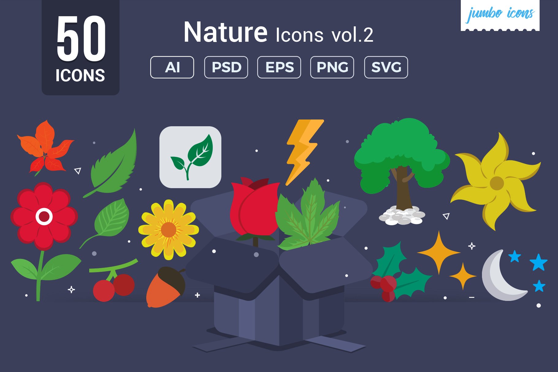 Flat Vector Icons Nature Pack V2 cover image.