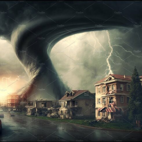 Tornado storm destroying houses cover image.