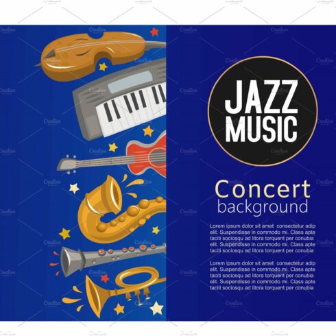 Jazz music concert poster and jazz cover image.
