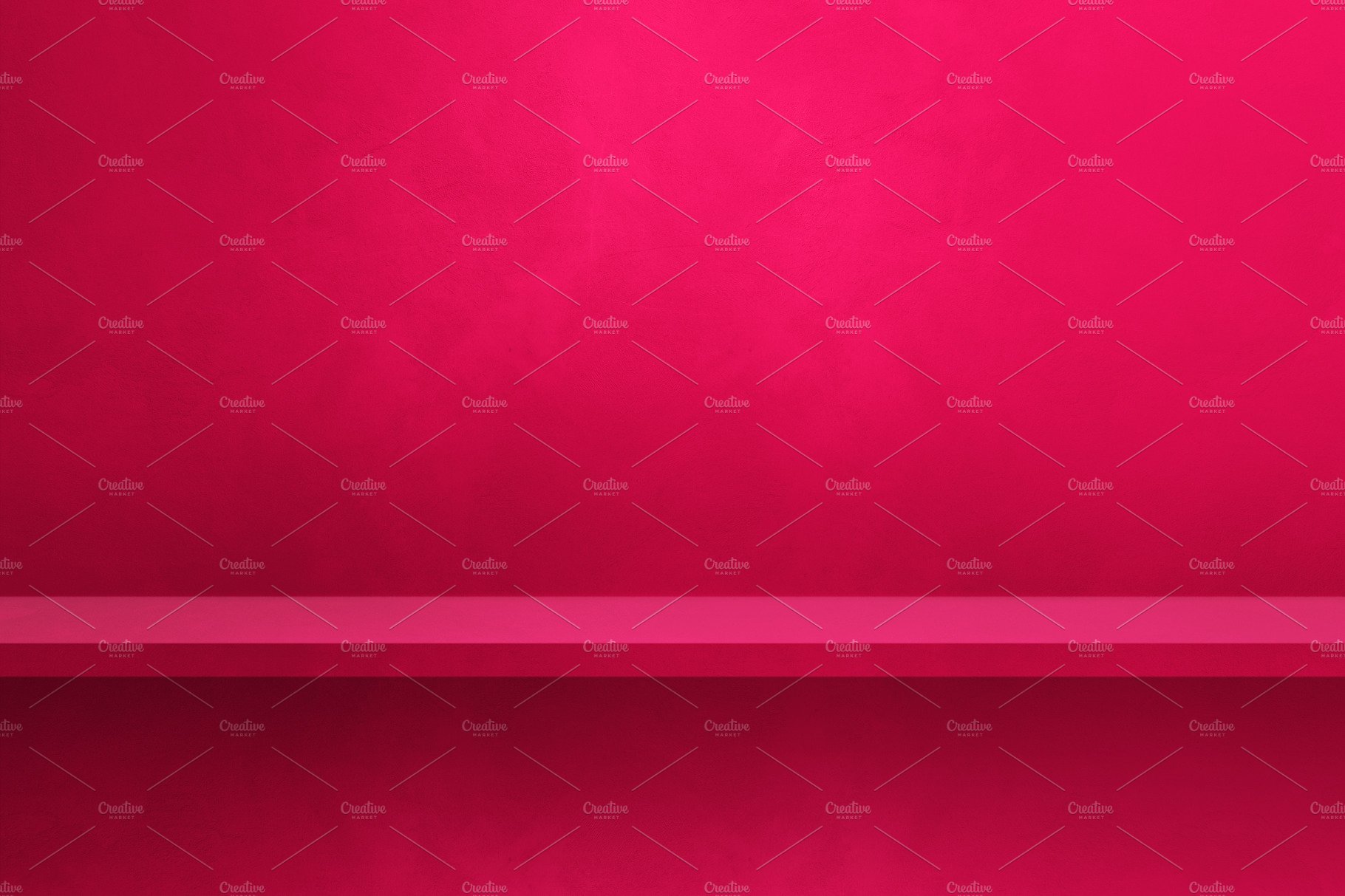 Empty shelf on a pink wall. Background template. Horizontal back cover image.