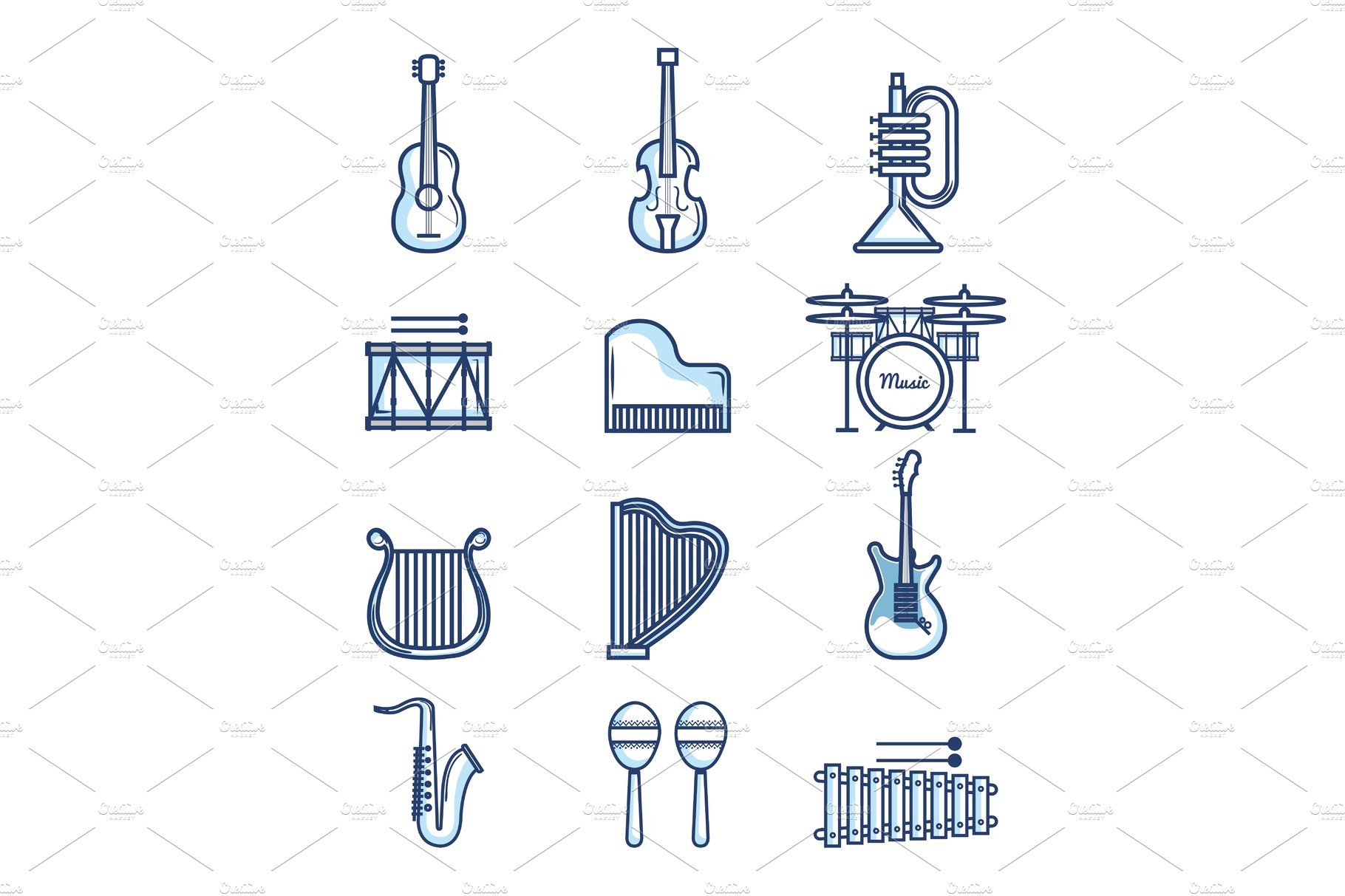 Music instruments design cover image.