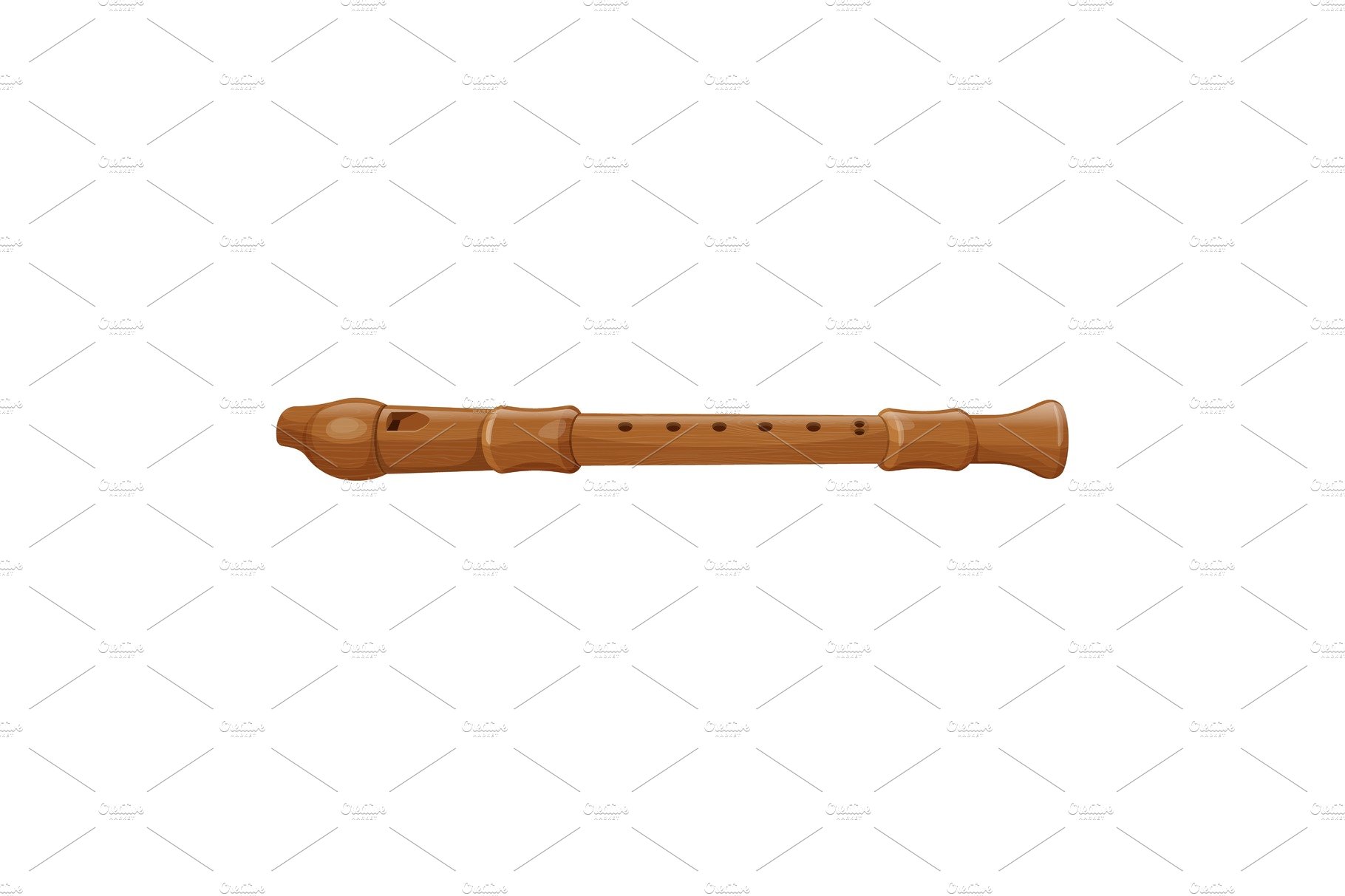 Wooden flute flat illustration in cover image.