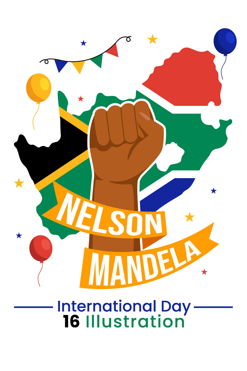 16 Nelson Mandela International Day Illustration pinterest preview image.