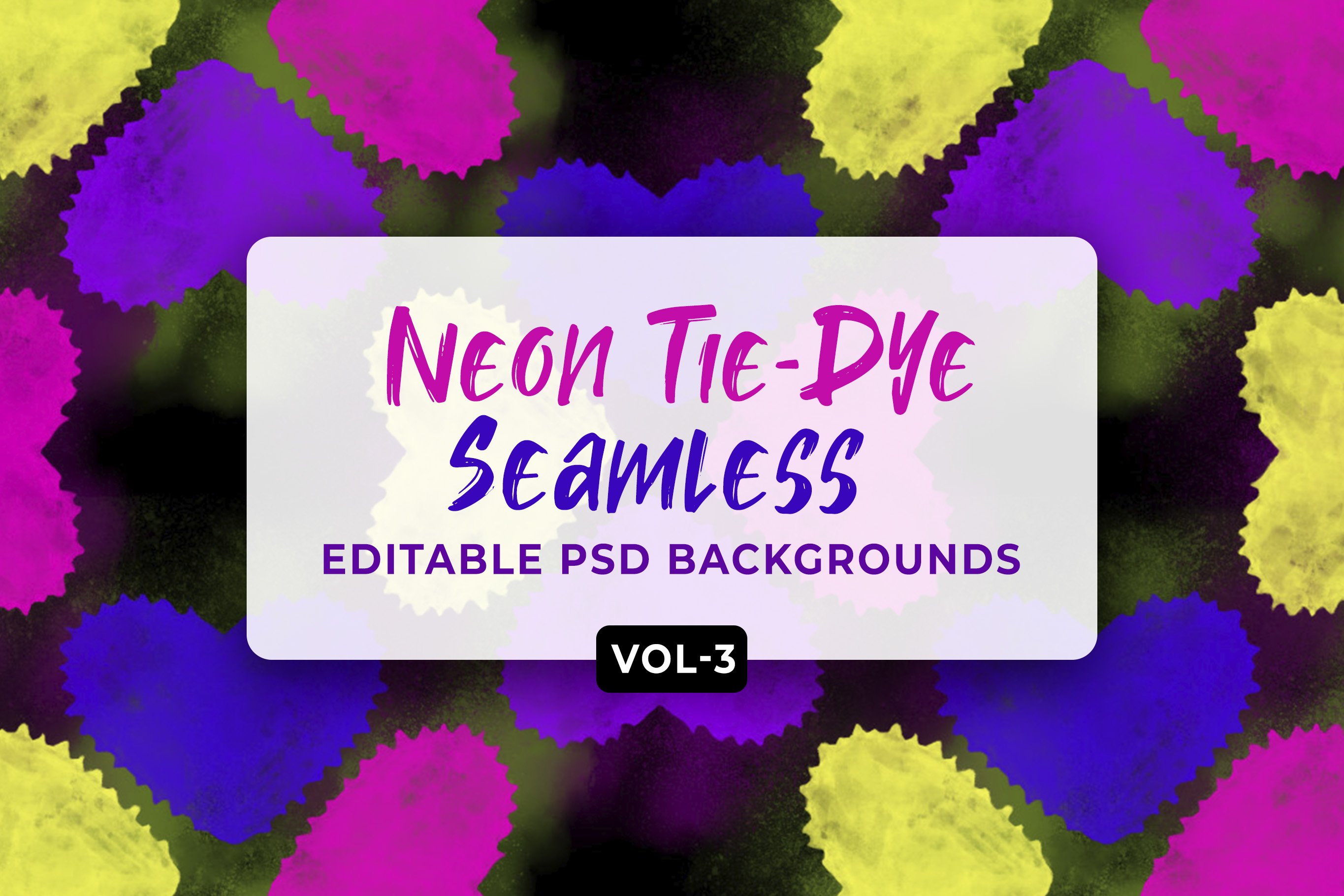 Neon Tie-Dye Seamless Patterns V-03 cover image.