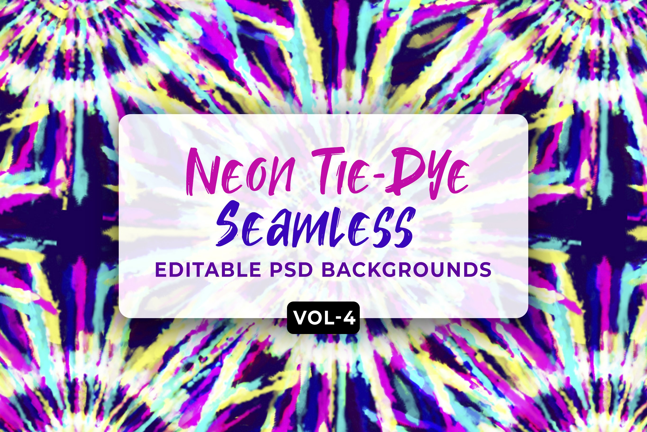 Neon Tie-Dye Seamless Patterns V-04 cover image.