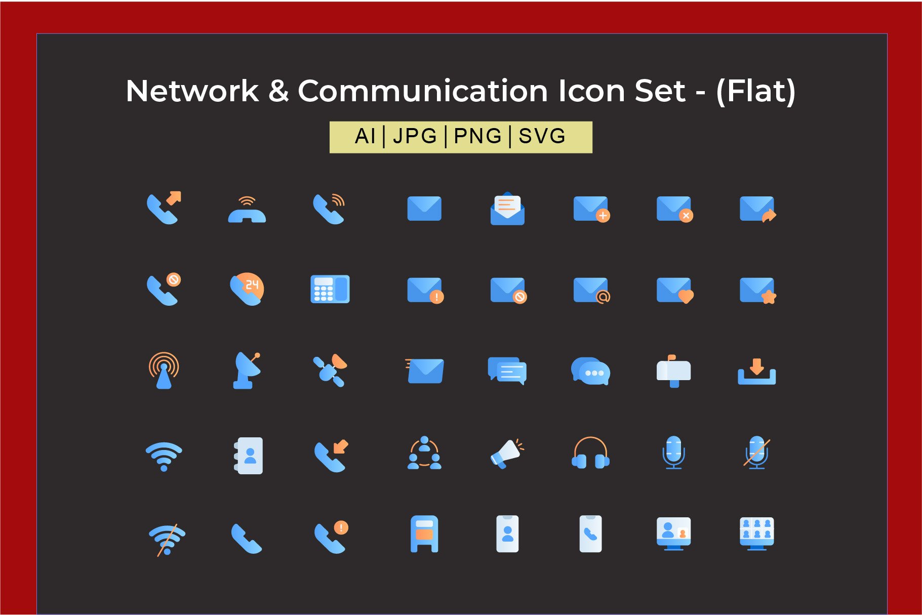 Network And Communication Icon Set preview image.