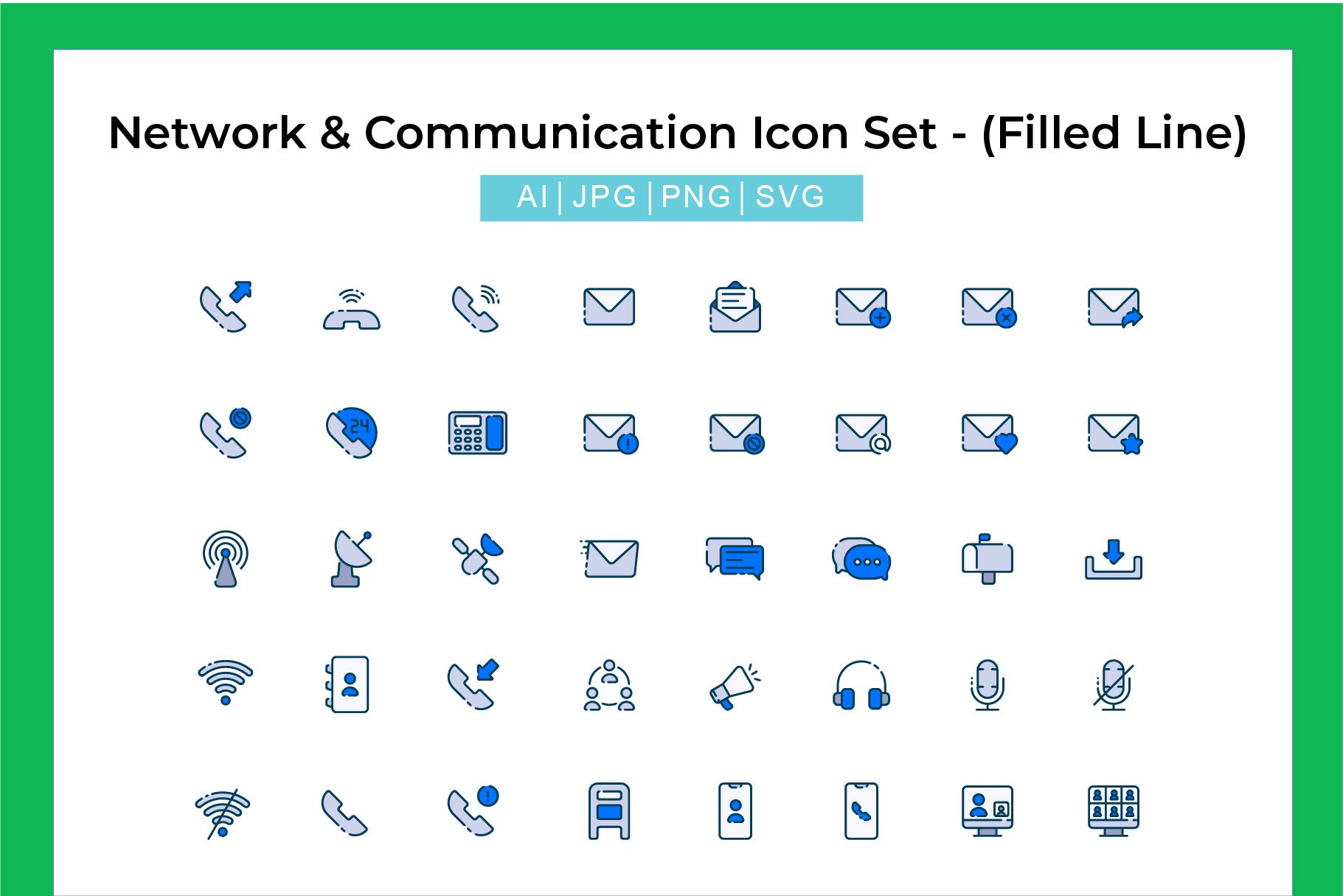 Network And Communication Icon Set preview image.