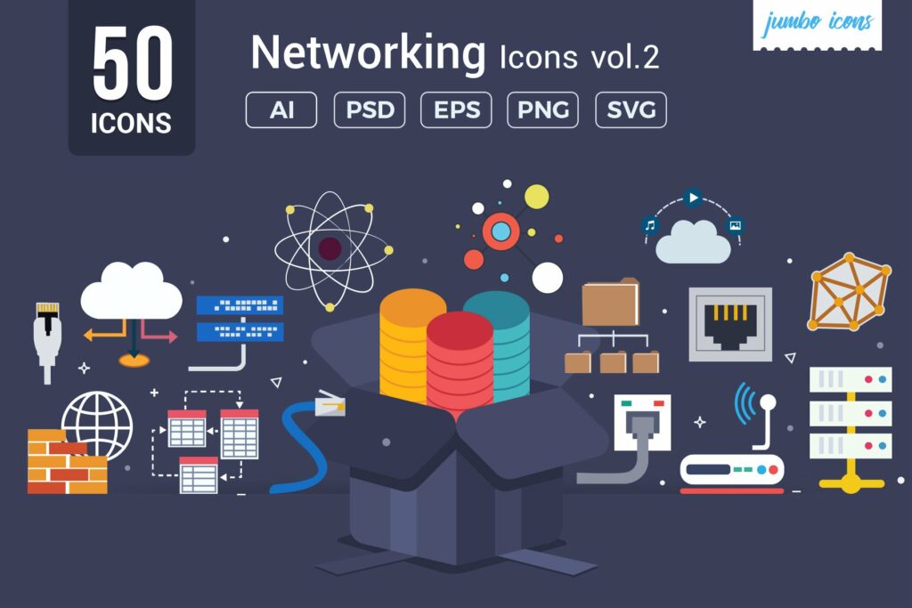 Flat Vector Icons Networking Pack V2 – MasterBundles