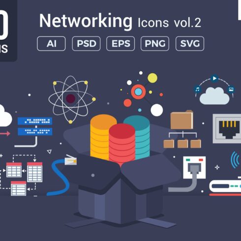 Flat Vector Icons Networking Pack V2 cover image.