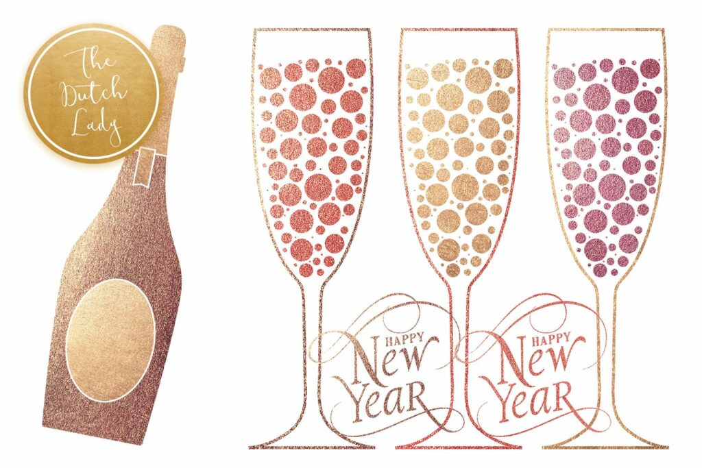 Happy New Year & Party Clipart Set – MasterBundles