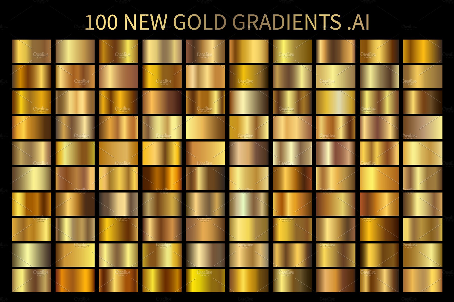 100 New Gold Gradients .AI cover image.