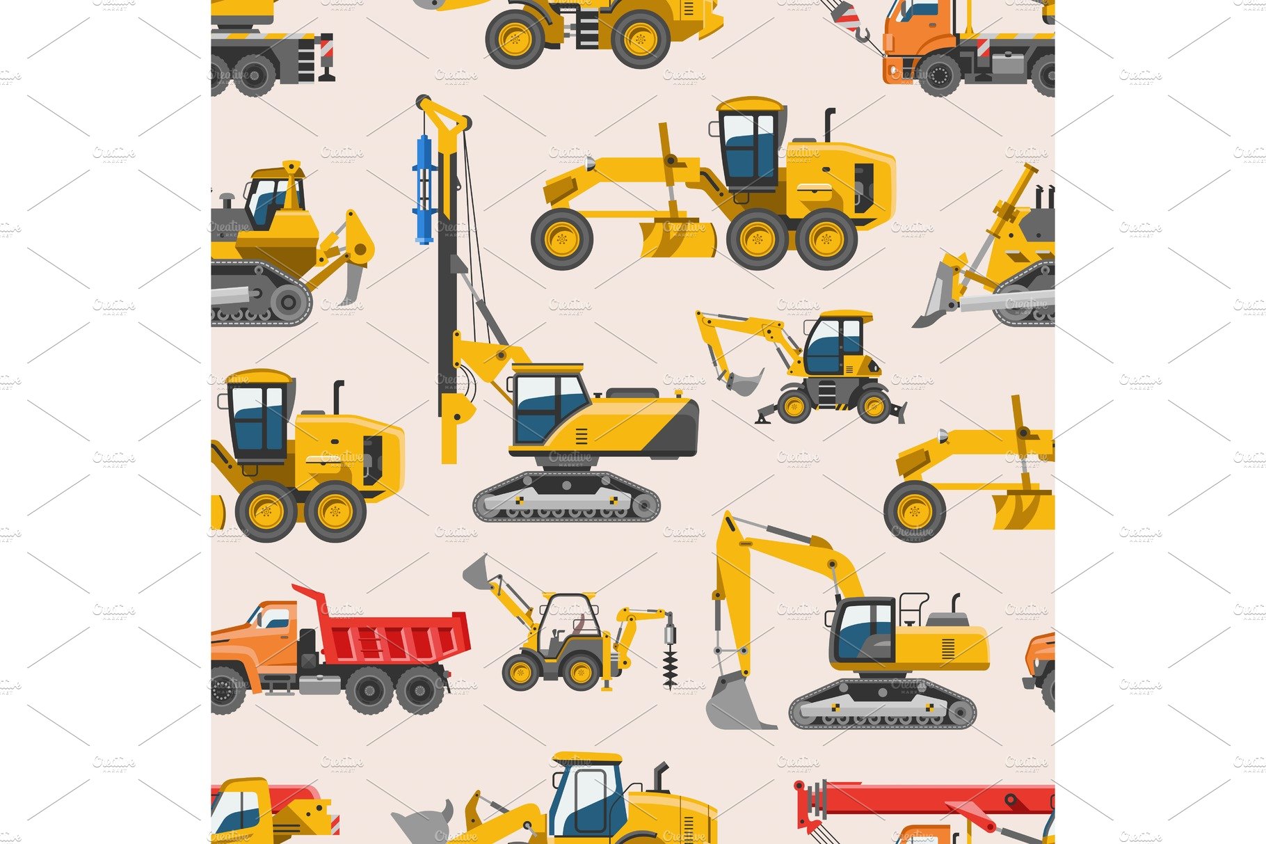 Excavator for construction vector digger or bulldozer excavating with shove... cover image.