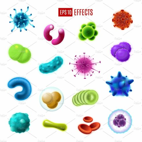 Bacteria cells, germs and viruses cover image.