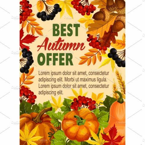Autumn sale farm market vector discount poster cover image.